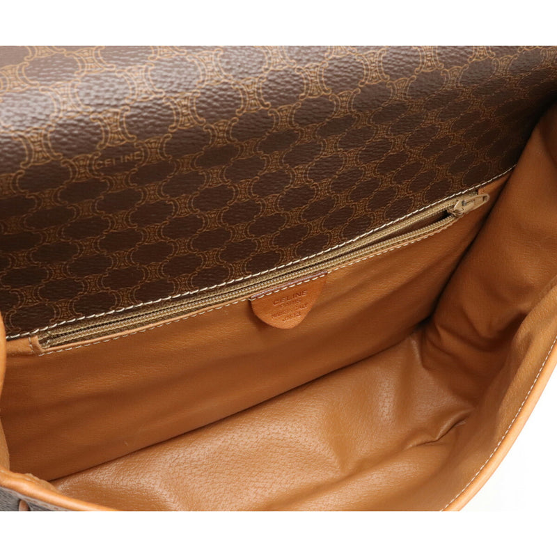 Celine Macadam Pattern Shoulder Bag Pochette PVC Leather Dark Brown