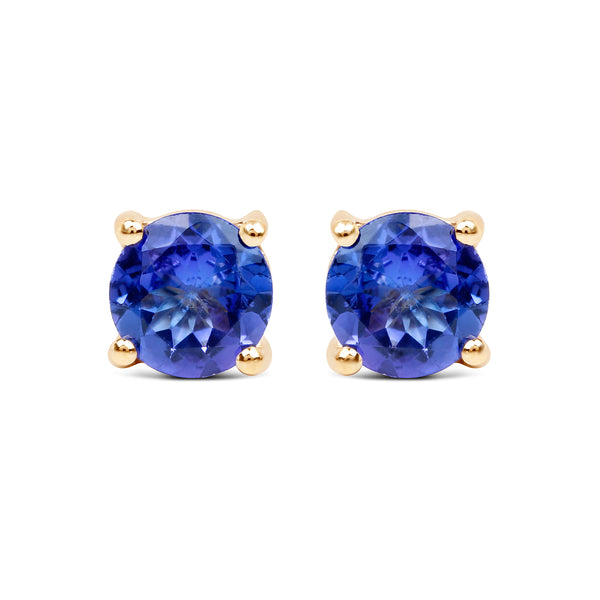 0.94 Carat Genuine Tanzanite 14K Yellow Gold Earrings