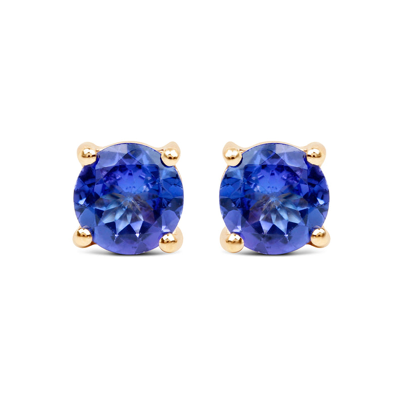 0.94 Carat Genuine Tanzanite 14K Yellow Gold Earrings