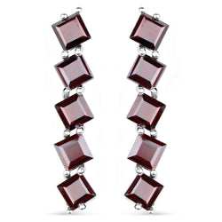 8.00 Carat Genuine Garnet .925 Sterling Silver Earrings