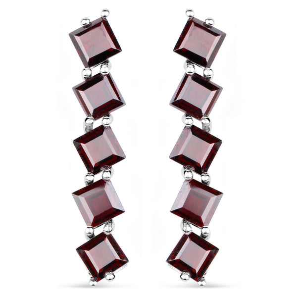 8.00 Carat Genuine Garnet .925 Sterling Silver Earrings