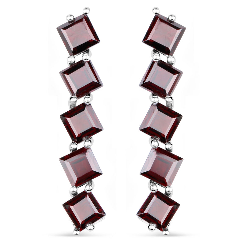 8.00 Carat Genuine Garnet .925 Sterling Silver Earrings