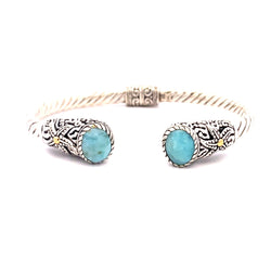 Larimar Bangle Bracelet Sterling Silver 18KT Gold