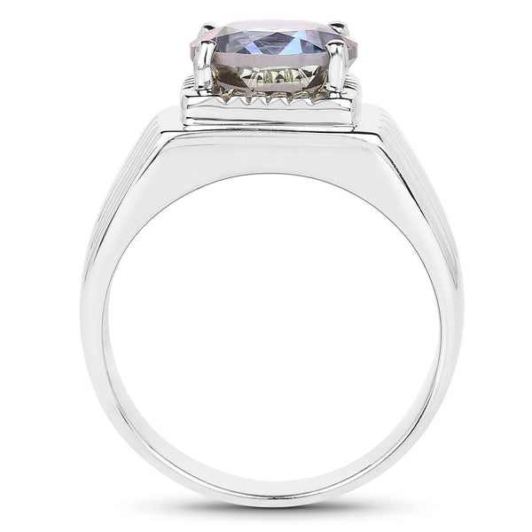 4.75 Carat Genuine Mystic Topaz .925 Sterling Silver Ring
