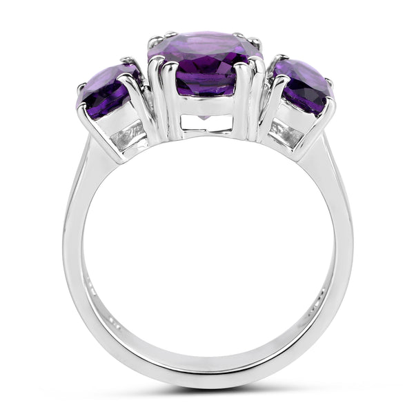 3.80 Carat Genuine Amethyst .925 Sterling Silver Ring