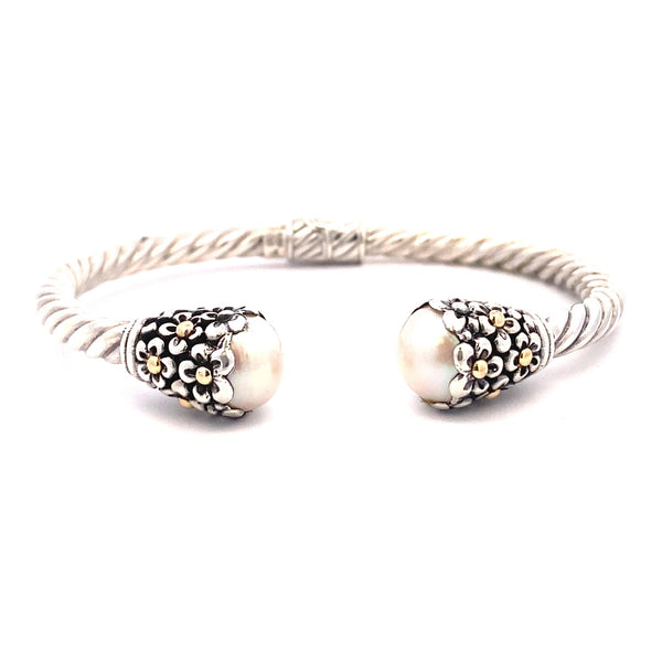 FW Pearl Bangle Bracelet Sterling Silver 18KT Gold