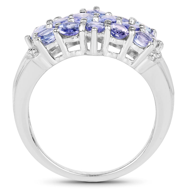 3.08 Carat Genuine Tanzanite .925 Sterling Silver Ring