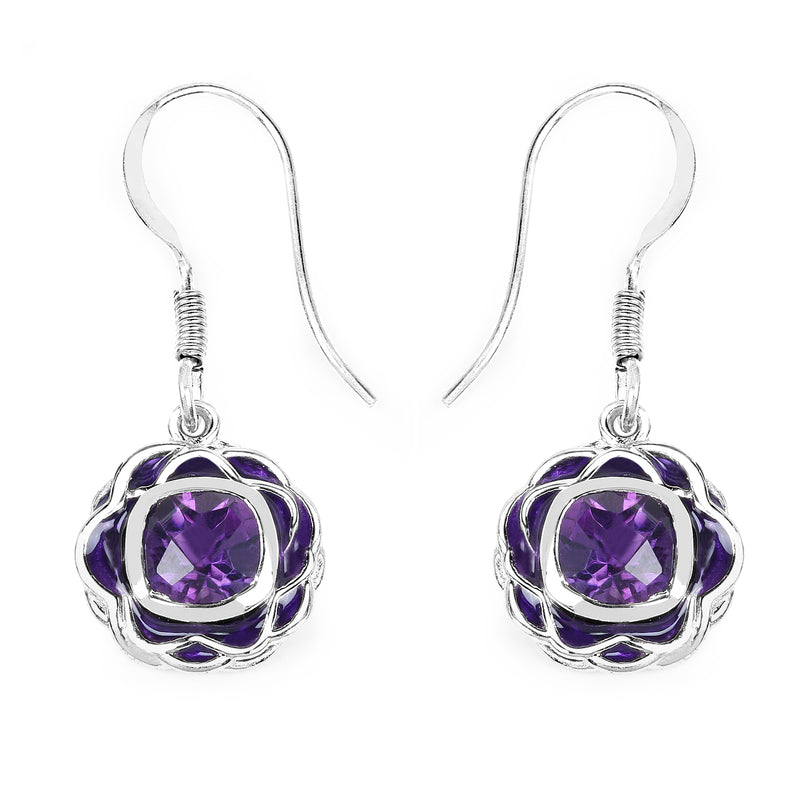 1.50 Carat Genuine Amethyst .925 Sterling Silver Earrings