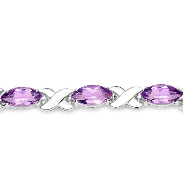 10.00 Carat Genuine Amethyst .925 Sterling Silver Bracelet