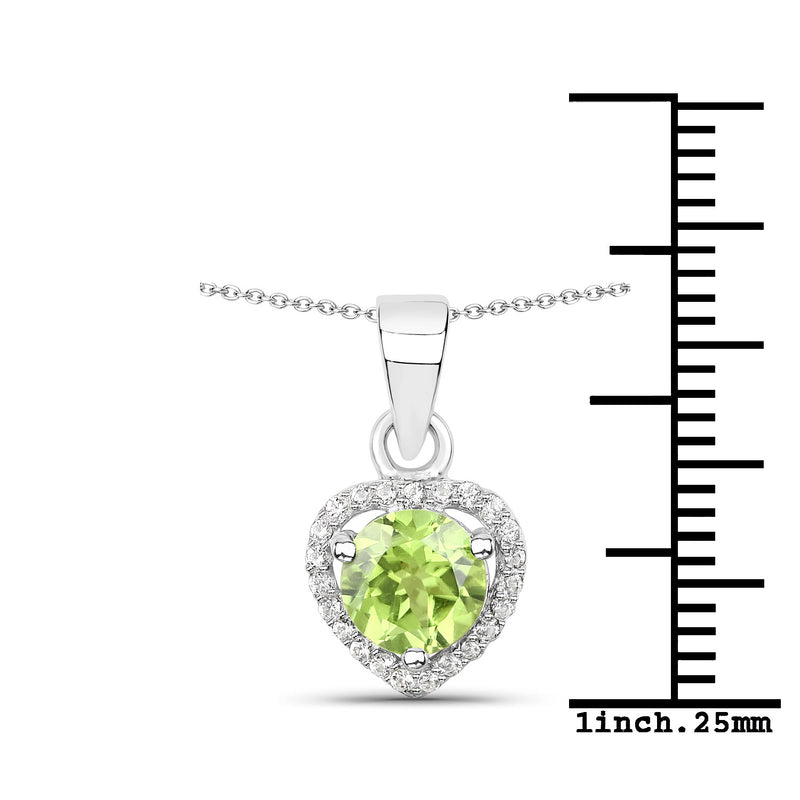 0.92 Carat Genuine Peridot and White Topaz .925 Sterling Silver Pendant