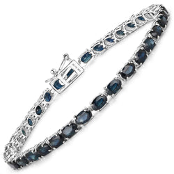 7.48 Carat Genuine Blue Sapphire 14K White Gold Bracelet