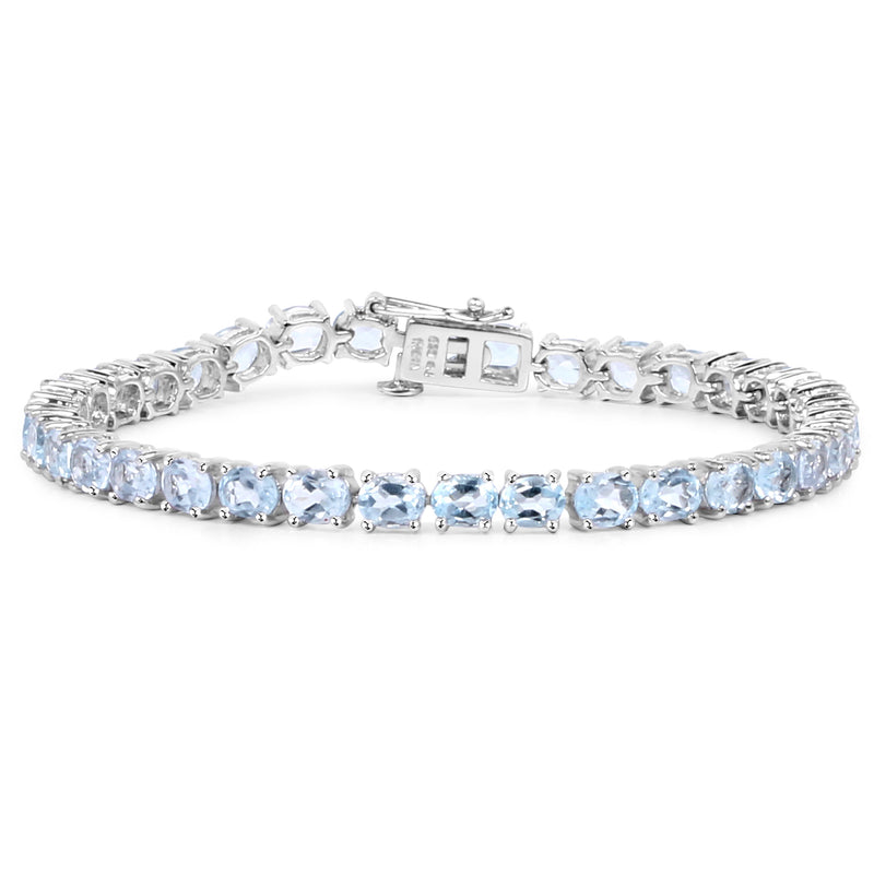 18.00 Carat Genuine Blue Topaz .925 Sterling Silver Bracelet