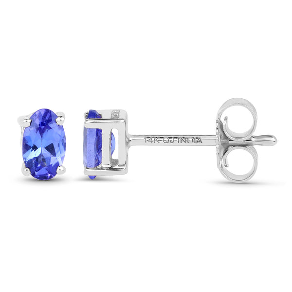 0.48 Carat Genuine Tanzanite 14K White Gold Earrings