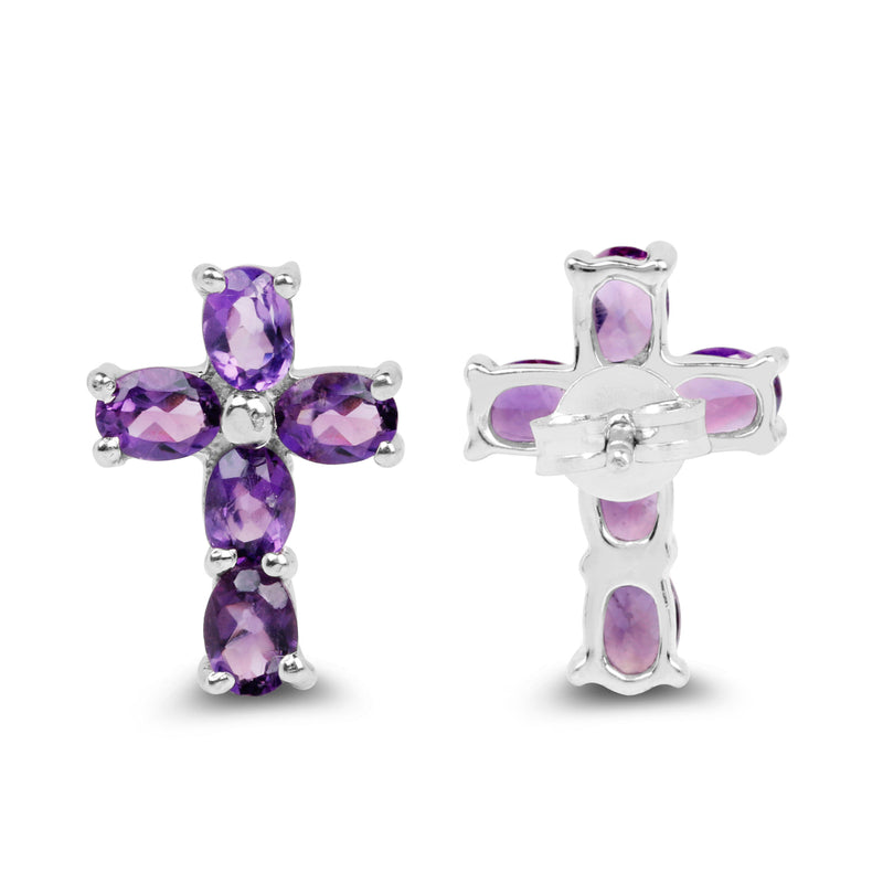 1.60 Carat Genuine Amethyst .925 Sterling Silver Earrings