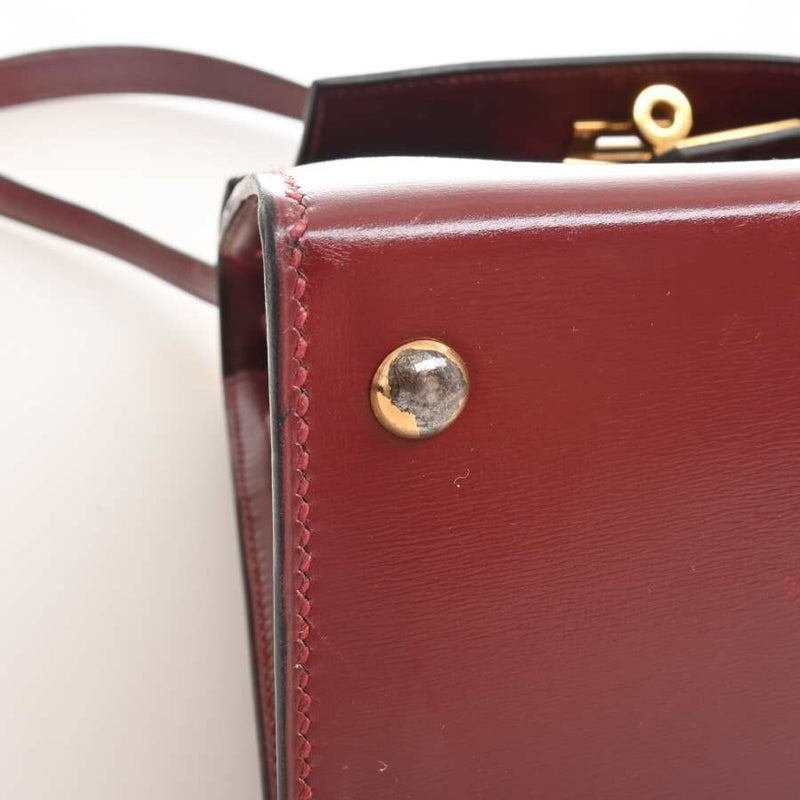 Hermes Kelly Womens Box Calf Leather Shoulder Bag Bordeaux