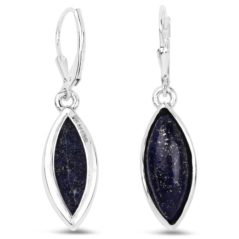 13.90 Carat Genuine Lapis .925 Sterling Silver Earrings