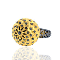 Diamond Dome Ring 925 Silver 14k Yellow Gold Designer Jewelry Gift