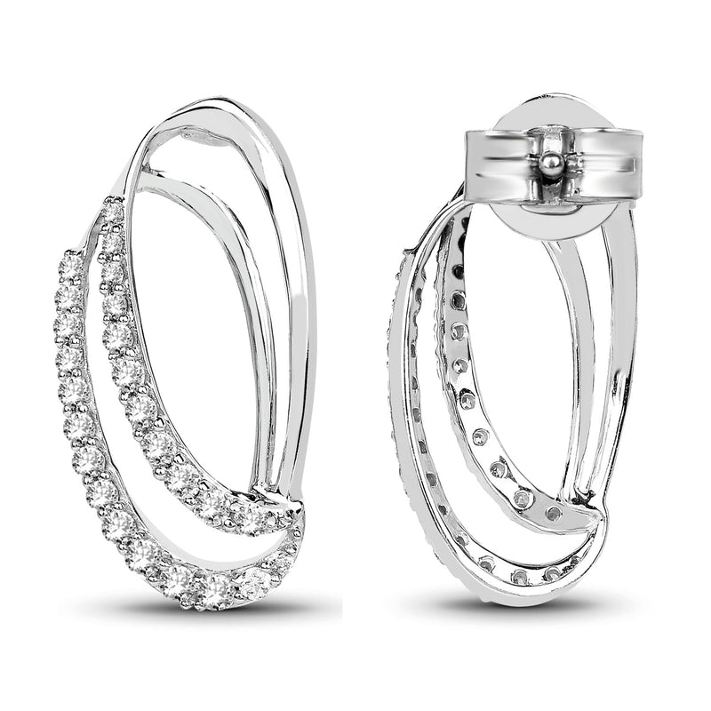 0.41 Carat Genuine White Diamond 14K White Gold Earrings (F-G Color, SI Clarity)