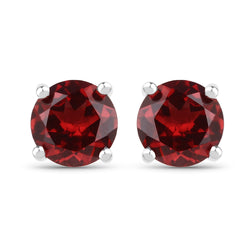 1.90 Carat Genuine Garnet .925 Sterling Silver Earrings