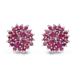 3.60 Carat Genuine Ruby .925 Sterling Silver Earrings