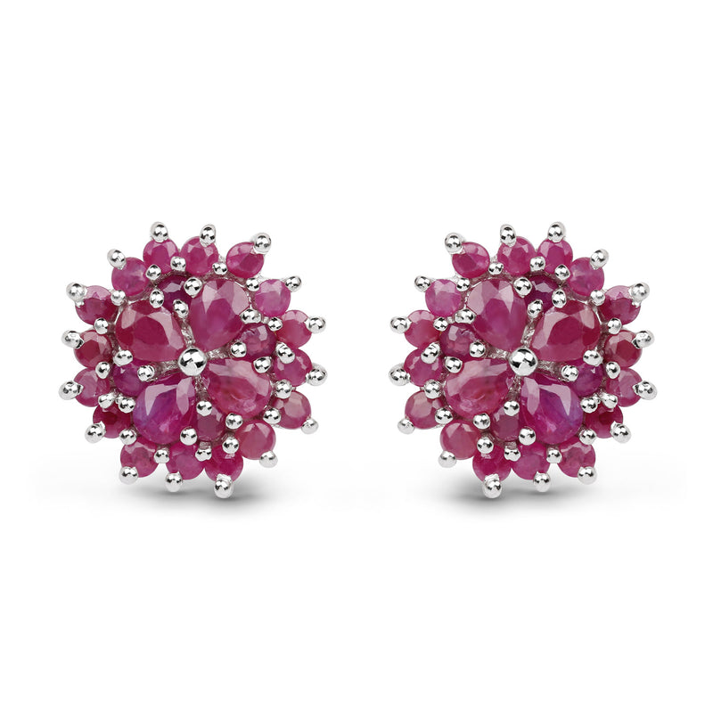 3.60 Carat Genuine Ruby .925 Sterling Silver Earrings