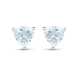 0.90 Carat Genuine Aquamarine .925 Sterling Silver Earrings