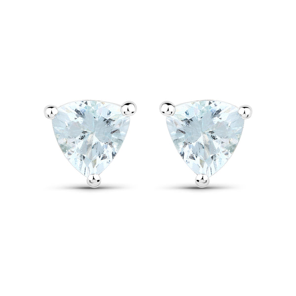 0.90 Carat Genuine Aquamarine .925 Sterling Silver Earrings