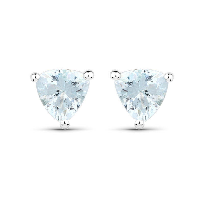 0.90 Carat Genuine Aquamarine .925 Sterling Silver Earrings