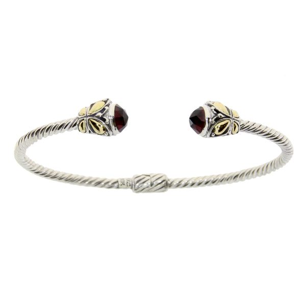 Garnet Bangle Bracelet Sterling Silver 18KT Gold