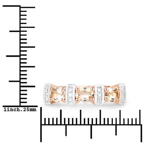 0.87 Carat Genuine Morganite and White Diamond .925 Sterling Silver Ring