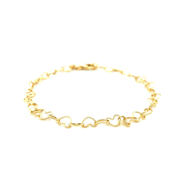 14k Yellow Gold Open Heart Link Bracelet