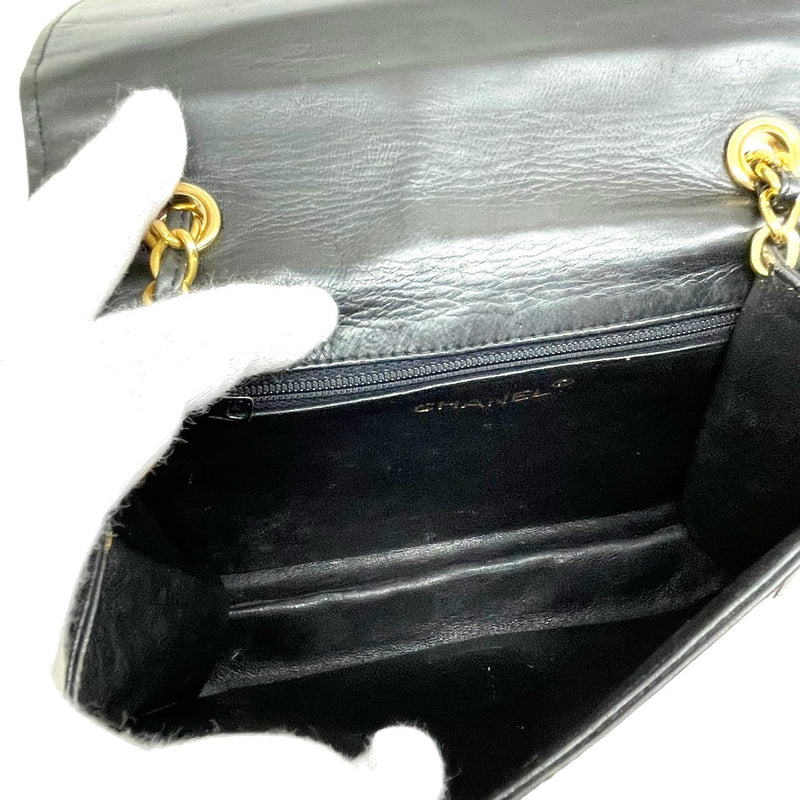 CHANEL chain shoulder bag black lambskin