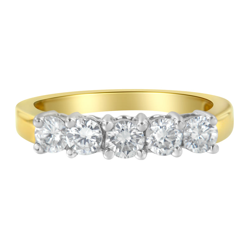 14KT Two Toned Gold 5 Stone Diamond Ring (1 cttw, H-I Color, SI1-SI2 Clarity)