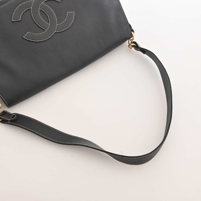 Chanel Womens Leather Shoulder Bag Black