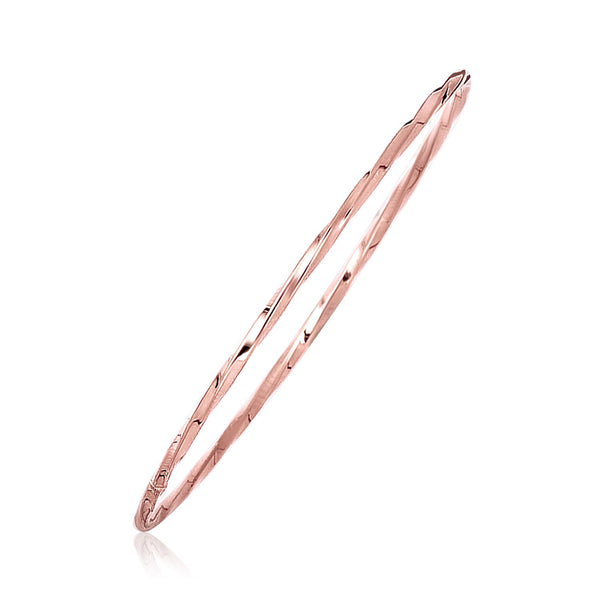 14k Rose Gold Thin Twisted Shiny Bangle