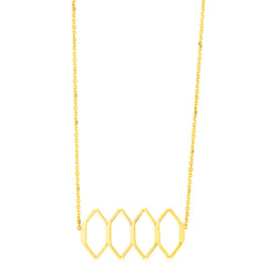 14K Yellow Gold Stylized Honeycomb Necklace