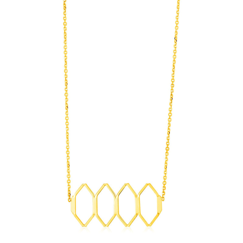 14K Yellow Gold Stylized Honeycomb Necklace
