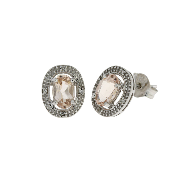 .77ct Morganite Diamond Earrings 10KT White Gold