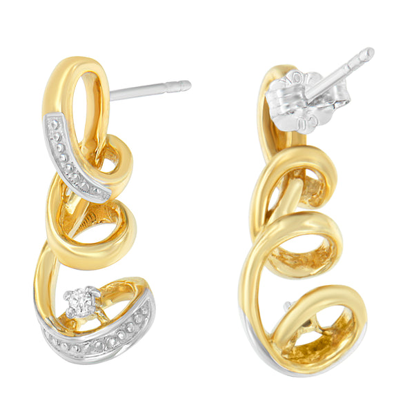 Espira 10K Two Tone Gold Round cut Diamond Earring (0.05 cttw, J-K Color, I2-I3 Clarity)