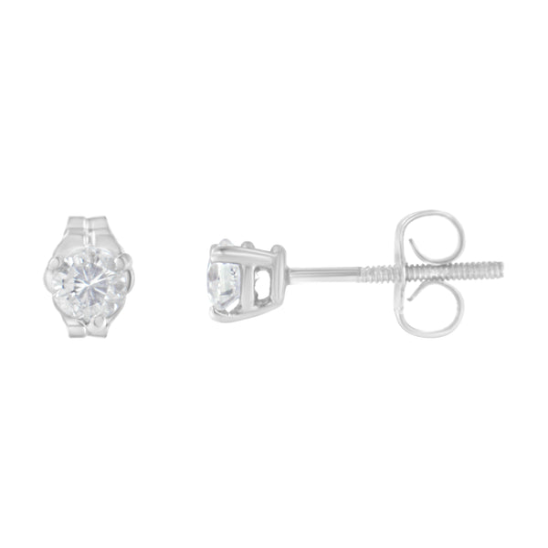 Platinum 1/2 cttw 3 Prong Martini Set Round-Brilliant Diamond Solitaire Stud Earrings (H-I Clarity, SI2-I1 Color)