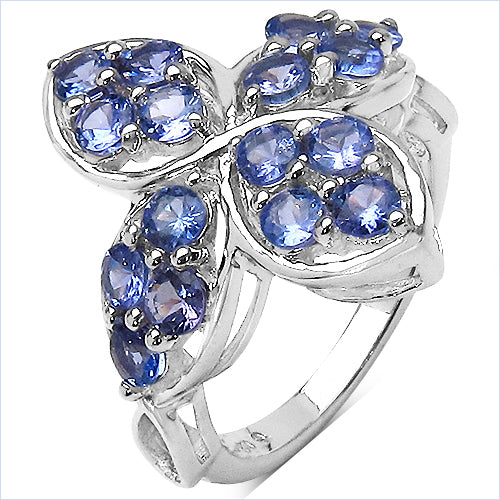 1.60 Carat Genuine Tanzanite .925 Sterling Silver Ring