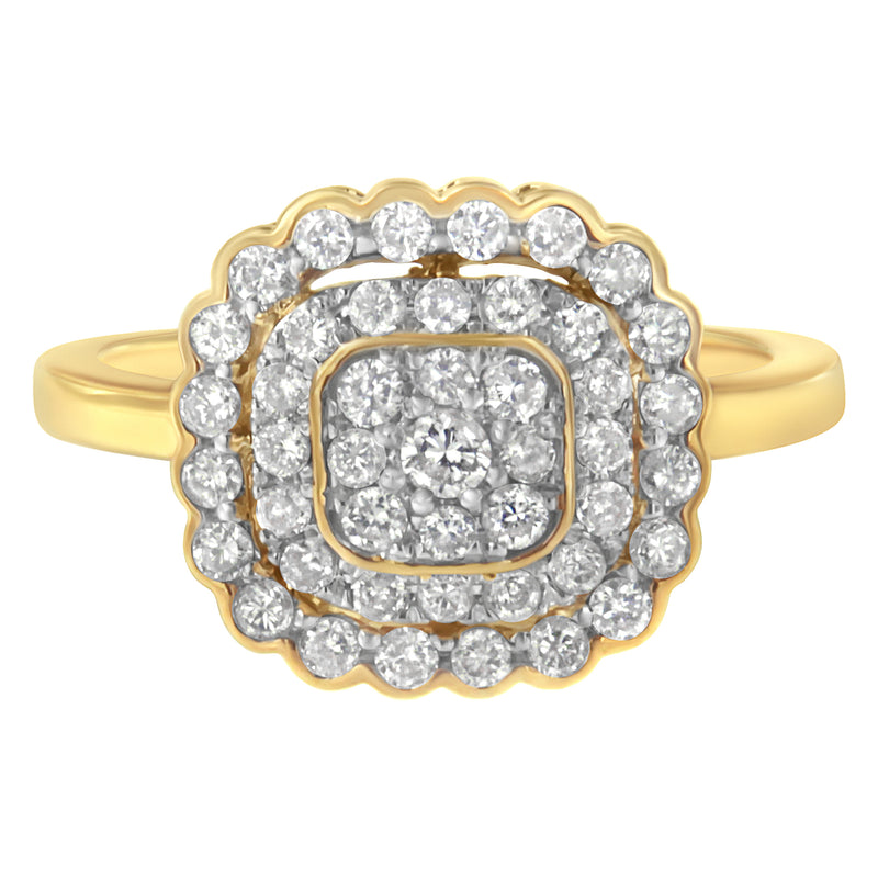 10K Yellow Gold Plated .925 Sterling Silver Diamond Cocktail Ring (3/4 Cttw, J-K Color, I2-I3 Clarity) - Size 7