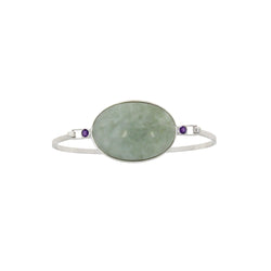 .24ct Jade Amethyst Bangle Bracelet Sterling Silver