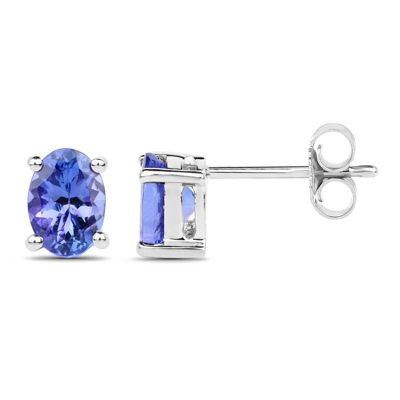 1.24 Carat Genuine Tanzanite 14K White Gold Earrings