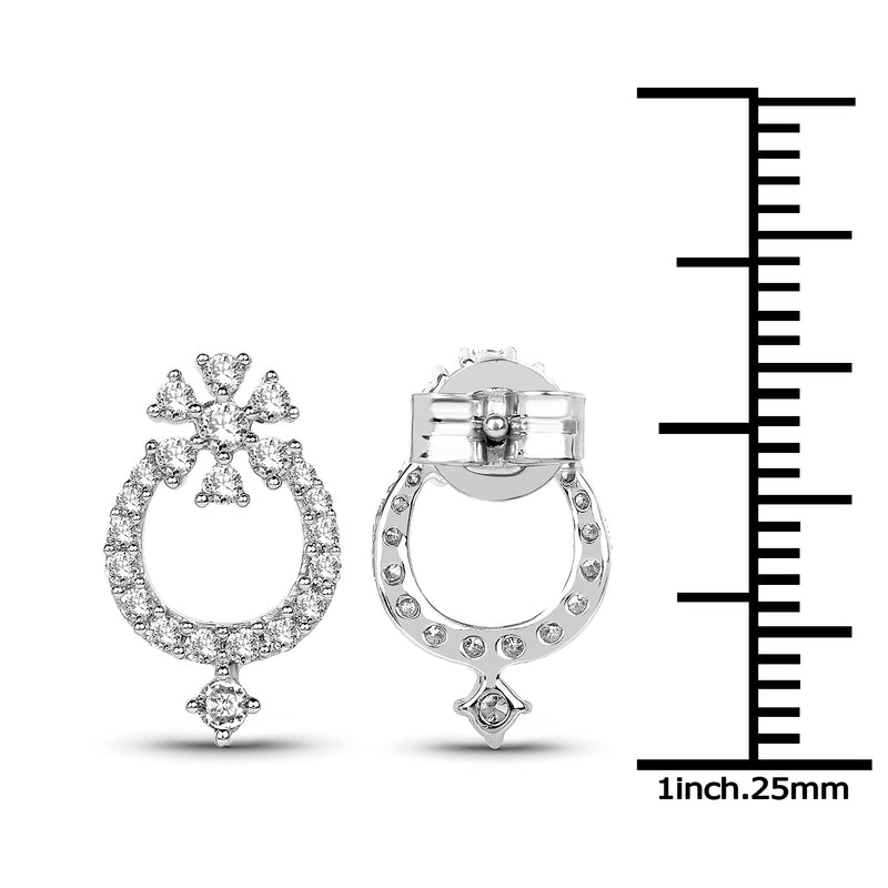 0.48 Carat Genuine White Diamond 14K White Gold Earrings (G-H Color, SI1-SI2 Clarity)