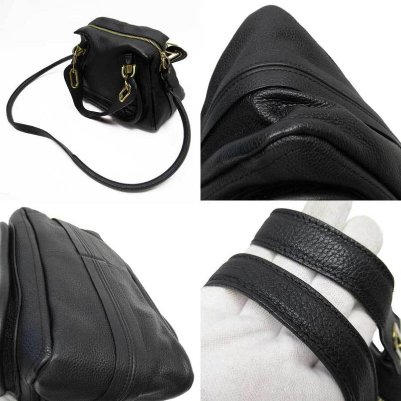 Chlo Chloe Handbag Shoulder Bag Black Gold Leather