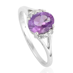 Natural Amethyst Cocktail Ring 925 Sterling Silver Topaz Jewelry