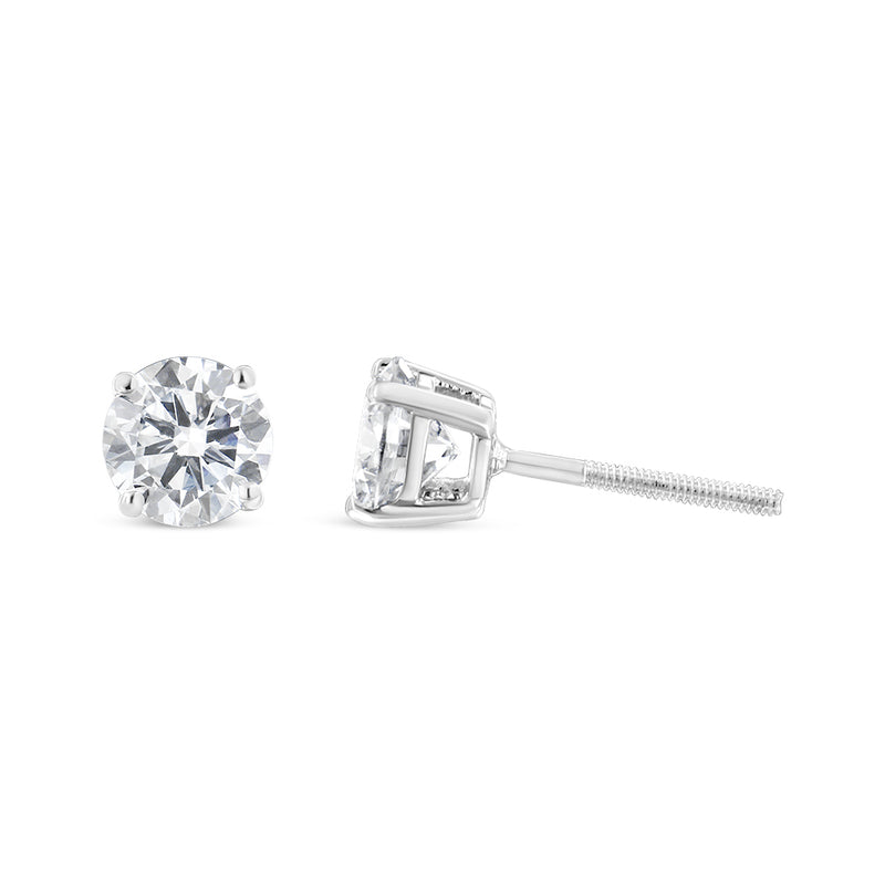 14k White Gold Solitaire Diamond Stud Earrings (1.5 cttw, H-I Color, SI1-SI2 Clarity)