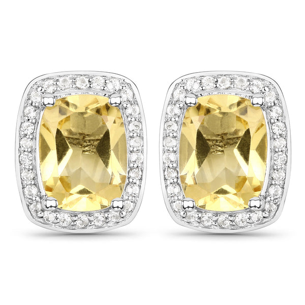 2.81 Carat Genuine Citrine and White Topaz .925 Sterling Silver Earrings