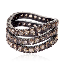 Pave Diamond Sterling Silver Band Ring Fashion Jewelry